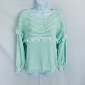 Grace + Karma Mint Fringe Sweater Size Medium